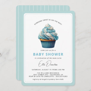 Sky Blue Cupcake Dessert Theme Boy Baby Shower Invitation