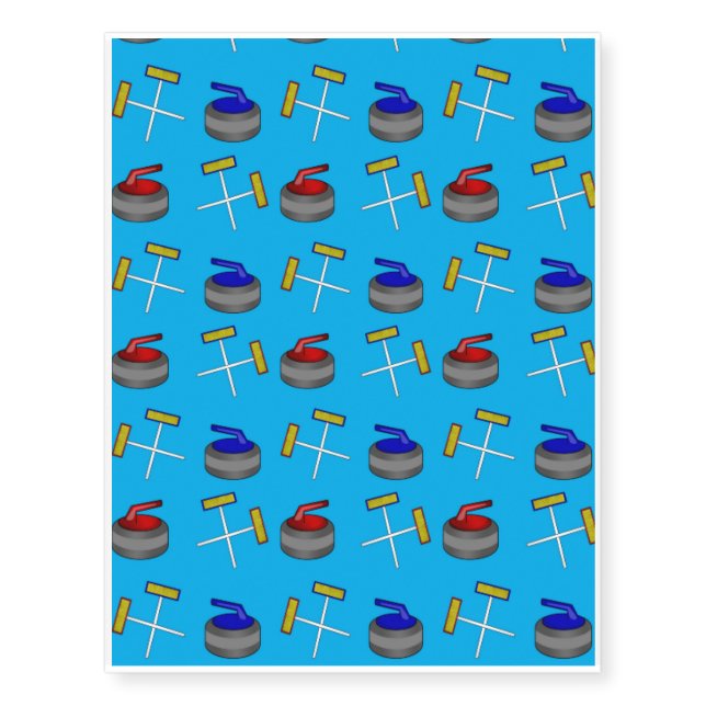 sky blue curling pattern temporary tattoos (Front)