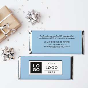 Sky Blue Custom Business Logo Promo Hershey Bar Favors