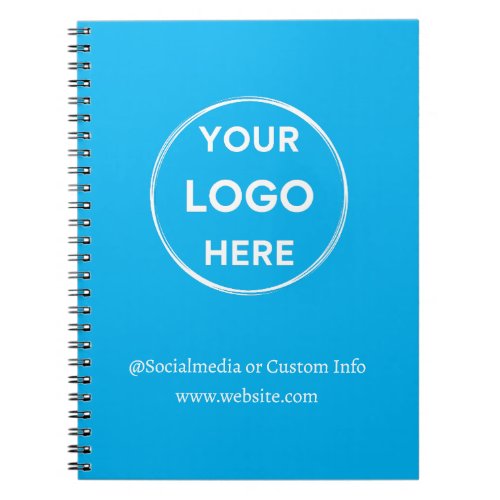 Sky Blue Custom Logo Modern Minimalist Business Notebook