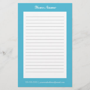 Sky Blue Customizable Lined Stationery