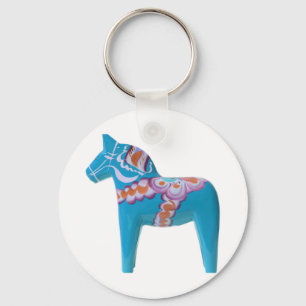 Sky Blue Dala Horse Keychain
