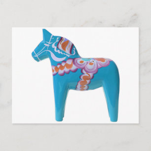 Sky Blue Dala Horse Postcard