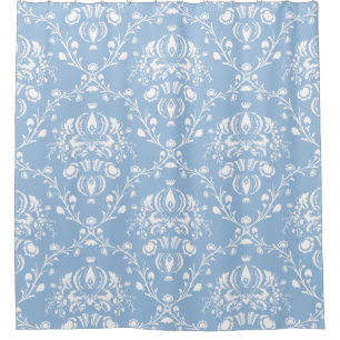 Sky Blue Damask Shower Curtain