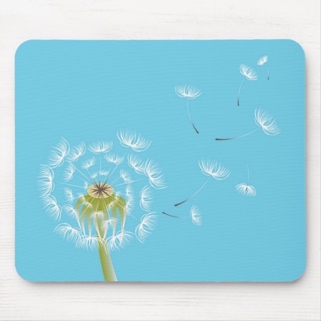 Sky Blue dandelion floral nature Mouse Pad (Front)