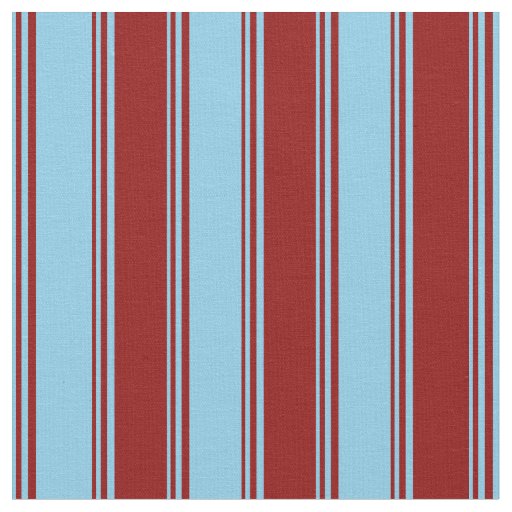 Sky Blue & Dark Red Colored Stripes Pattern Fabric