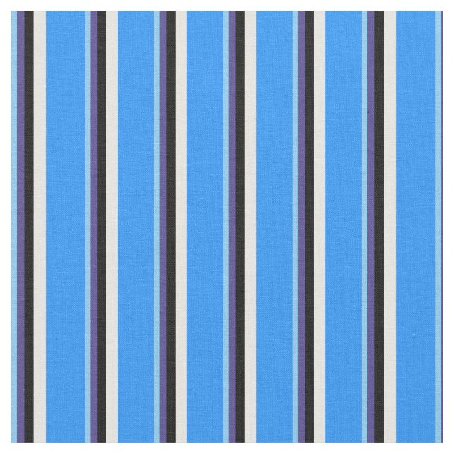 Sky Blue, Dark Slate Blue, Black, White & Blue Fabric (Close Up)