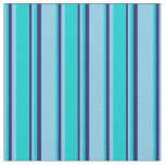 [ Thumbnail: Sky Blue, Dark Turquoise, and Midnight Blue Lines Fabric ]