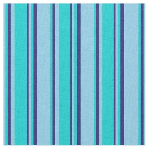 Sky Blue, Dark Turquoise, and Midnight Blue Lines Fabric