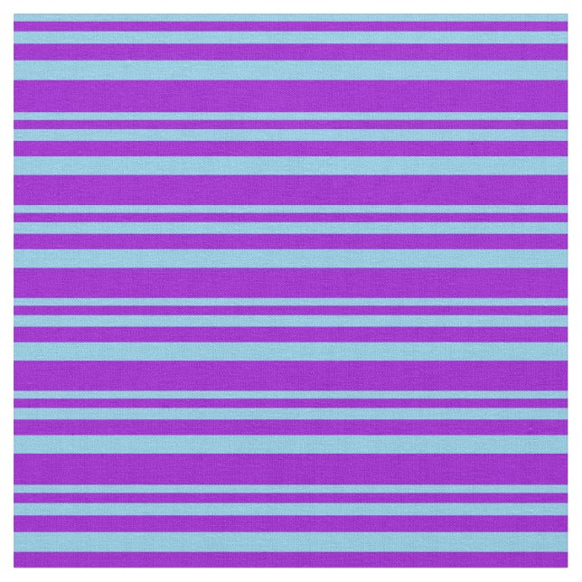 Sky Blue & Dark Violet Lines Pattern Fabric (Close Up)