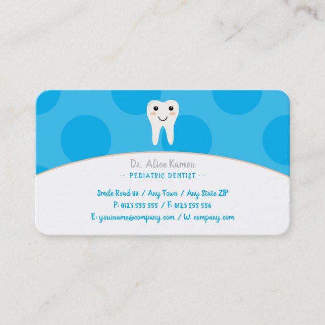 Sky Blue Dentist for kids | Pediatric Dentist Appointment Card (Front)