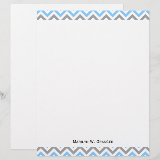 Sky Blue, Dk Gray Wht Large Chevron ZigZag Pattern (Front/Back)