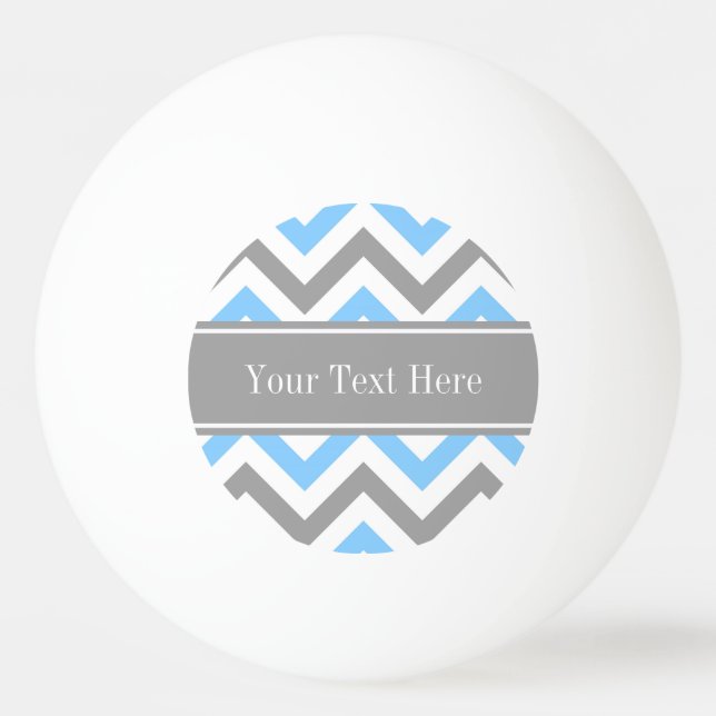 Sky Blue Dk Gray Wht LG Chevron Gray Name Monogram Ping Pong Ball (Front)