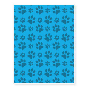 Sky blue dog paw print pattern temporary tattoos