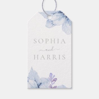 Sky Blue Dusty Blue Floral Wedding Favor Gift Tags by Nicheandnest at Zazzle