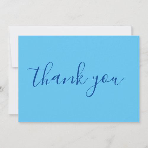 Sky Blue Elegant Modern Plain Handwriting Thank You Card
