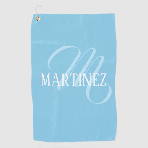 Sky Blue Elegant Personalized Name Club Golf Towel