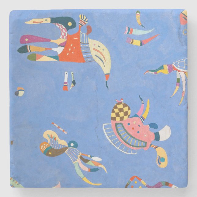 Sky Blue (Embedded Biomorphic Forms) | Kandinsky | Stone Coaster (Front)