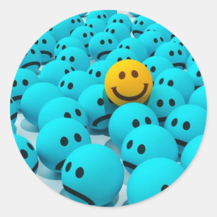 Sky blue emoji  classic round sticker