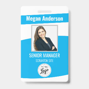 Sky Blue Employee Photo ID Badge