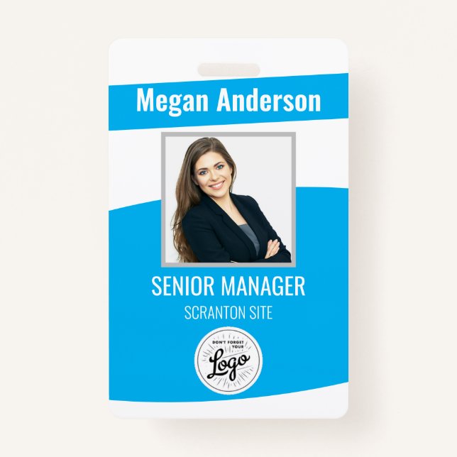 Sky Blue Employee Photo ID Badge (Front)