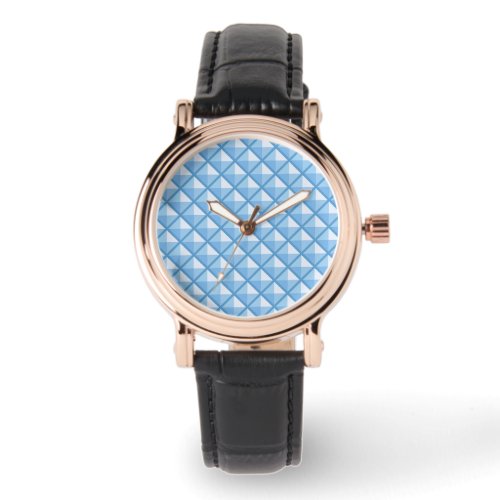 Sky blue enamel look studded grid watch