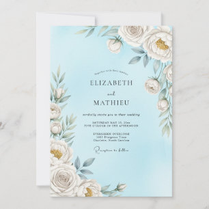 Sky Blue Ethereal Blossom Wedding Invitation