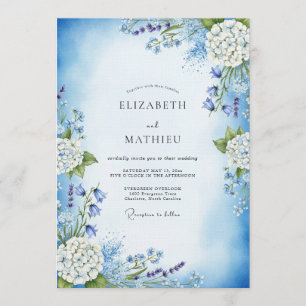 Sky Blue Ethereal Floral Wedding Invitation