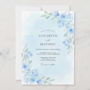 Sky Blue Ethereal Spring Wedding Invitation