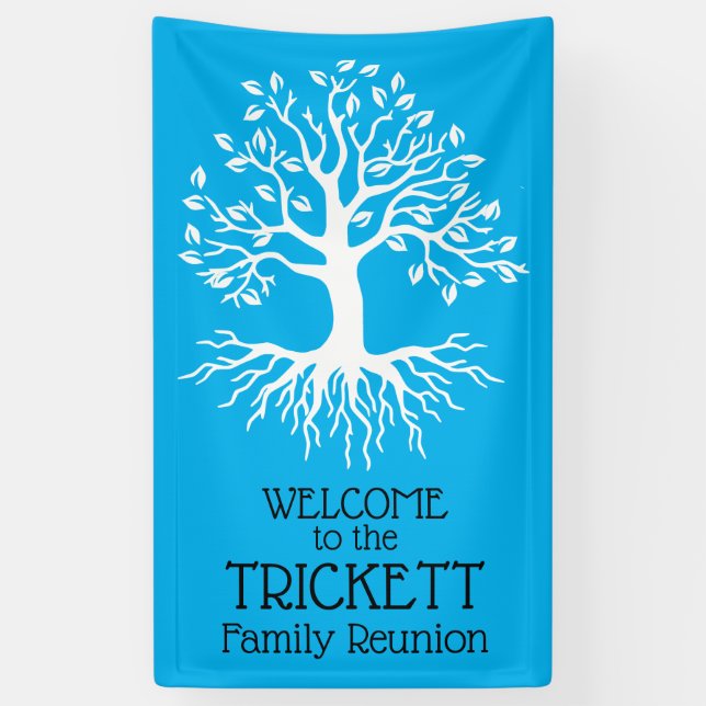 Sky Blue Family Reunion Family Tree  Banner (Vertical)