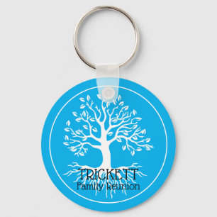 Sky Blue Family Reunion Family Tree  Keychain