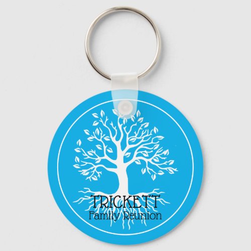 Sky Blue Family Reunion Family Tree  Keychain