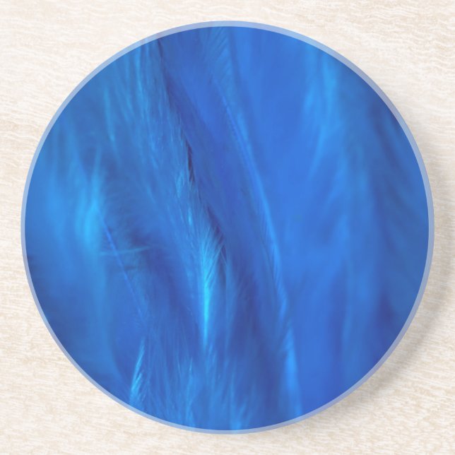 Sky Blue Feathers and Down Drink Coaster (Front)