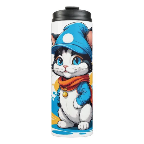 Sky Blue Feline Thermal Tumbler