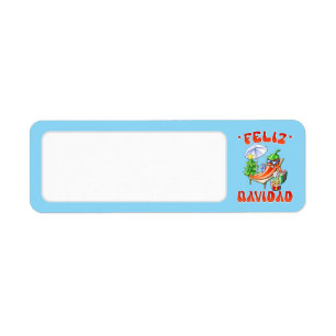 Sky Blue Feliz Navidad Chili Blank Address Label
