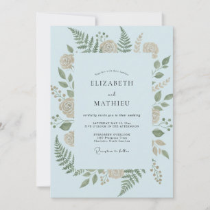 Sky Blue Fern Arch Wedding Invitation