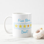 Sky Blue Five Star Rating Dad Fathers Day Coffee Mug