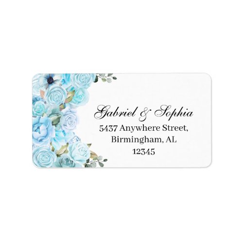 Sky Blue Floral Address Label