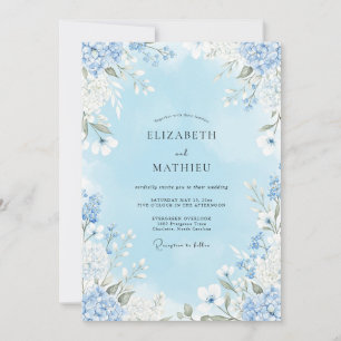 Sky Blue Floral Bloom Wedding Invitation