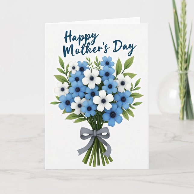 Sky Blue Floral Mothers Day Card (Front)