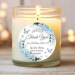 Sky Blue Floral Princess Dress Silver Quinceañera Classic Round Sticker<br><div class="desc">Personalize these lovely sticker labels with your own wording easily and quickly. Simply click the Edit Using Design Tools button to further edit the text, wording, font style, font size, font color, add more text, move or remove some images. The butterflies and crown are movable, resizable, multipliable and removable. Customize...</div>