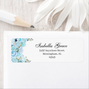 Sky Blue Floral Return Address Label