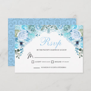 Sky Blue Floral RSVP Enclosure Card