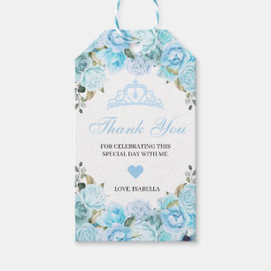 Sky Blue Floral Thank You Gift Tags