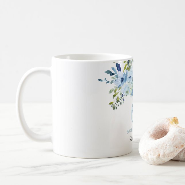 Sky Blue Floral Watercolor 60th Birthday Party Coffee Mug