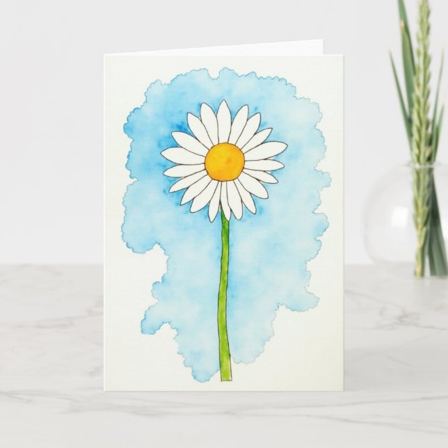 Sky Blue Floral Watercolor Card (Front)