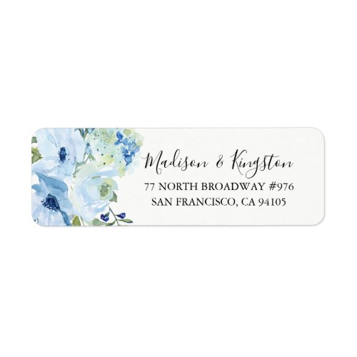 Sky Blue Floral Watercolor Return Address Label