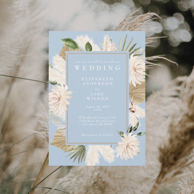 Sky Blue Floral Wedding Invitation (Creator Uploaded)