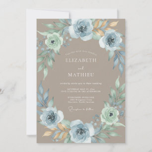 Sky Blue Floral Woodland Wedding Invitation