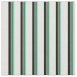 [ Thumbnail: Sky Blue, Forest Green, Gray, Black & Light Cyan Fabric ]